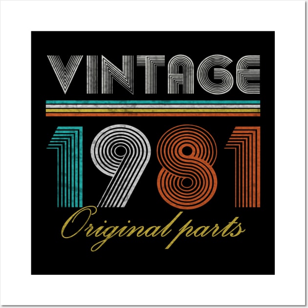 Vintage 1981 Retro 40 Year Old 40th Birthday Gift Men Women Wall Art by sufian